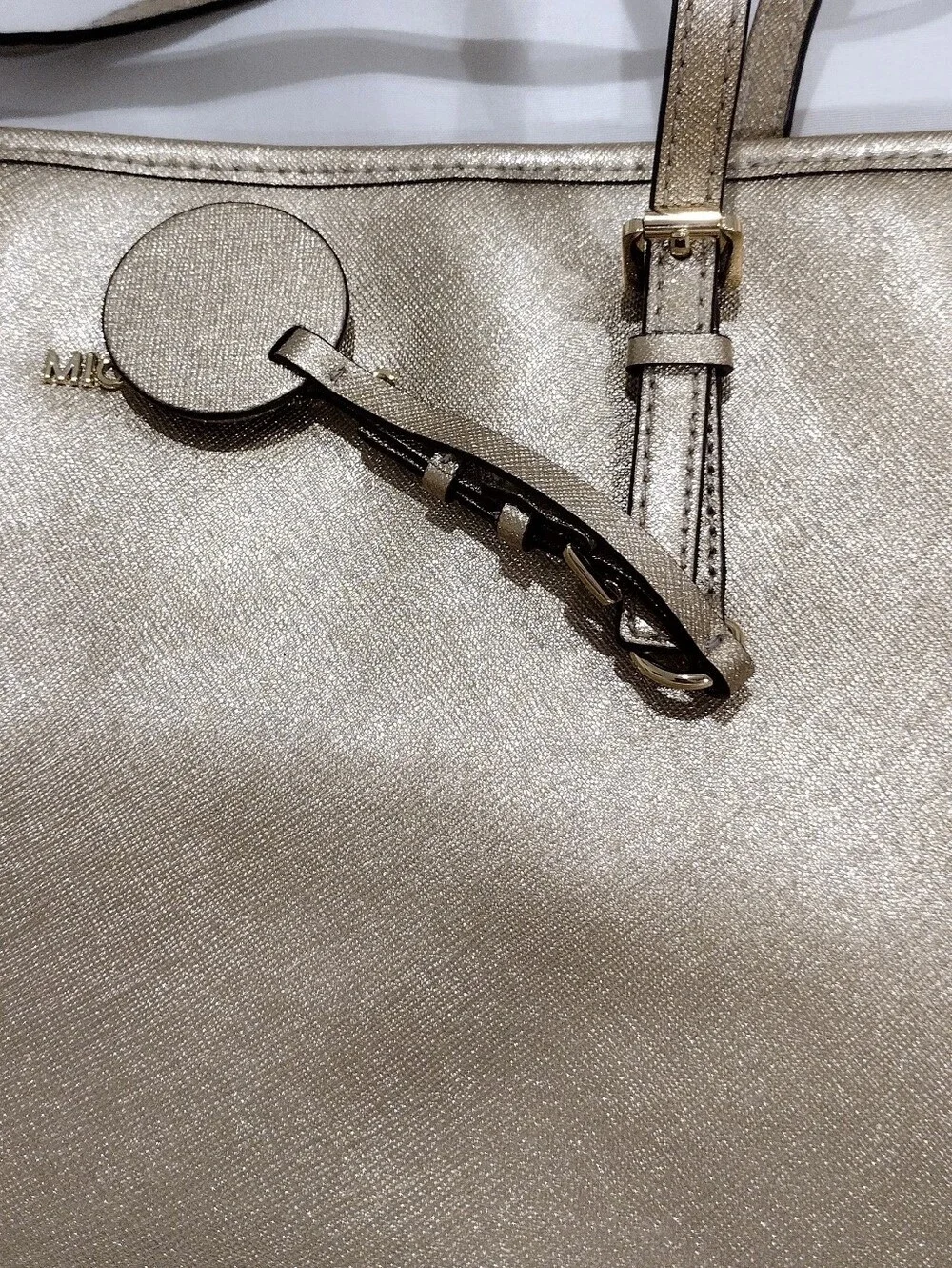 Michael Kors Metallic Gold Tote with Logo Charm
